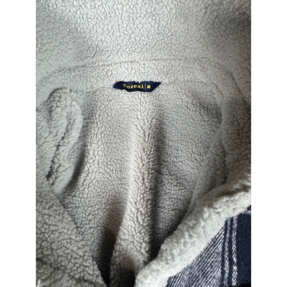 Fozexi Flannel Shacket Men's M Plaid Sherpa Lined Fleece Shirt Jacket Outdoorsy - Picture 2 of 5